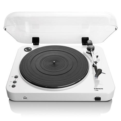 Lenco L-85 Semi-Automatic Turntable/Record Player w/ USB Encoding - White