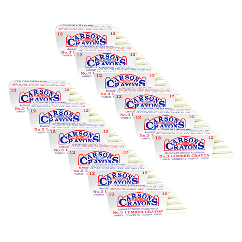 12PK Carson No.3 Lumber/Concrete/Rubber/Paper Builders Crayons White