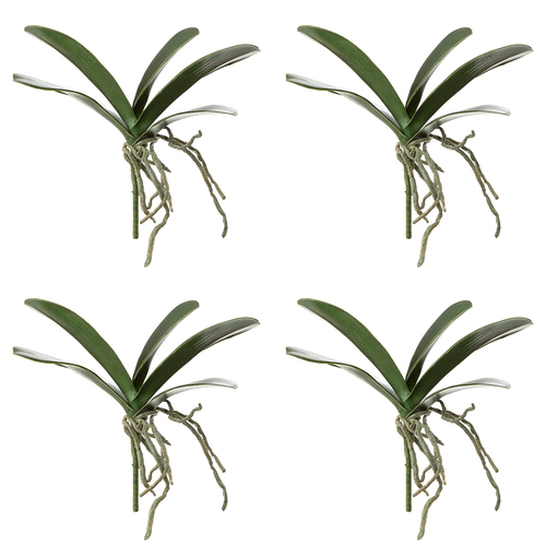 4PK Belle Orchid Leaf Plastic 24cm Artificial Plant - Green