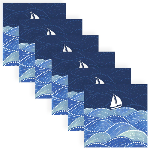 120pc Paper+Design Luncheon 3-Ply Napkin 33x33cm - Sailing