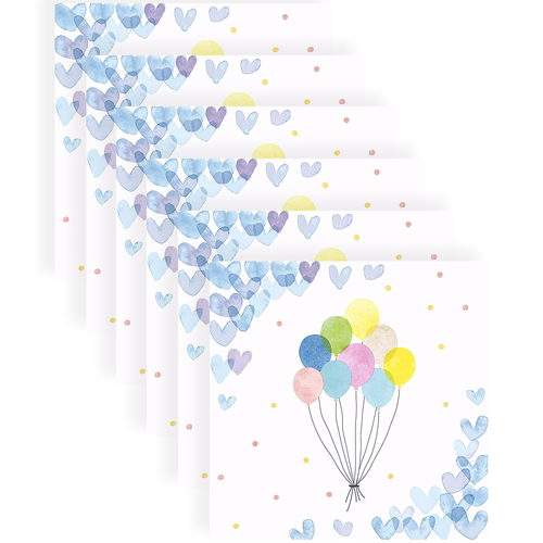 120pc Paper+Design Luncheon 3-Ply Napkin 33x33cm - Hearts Balloons