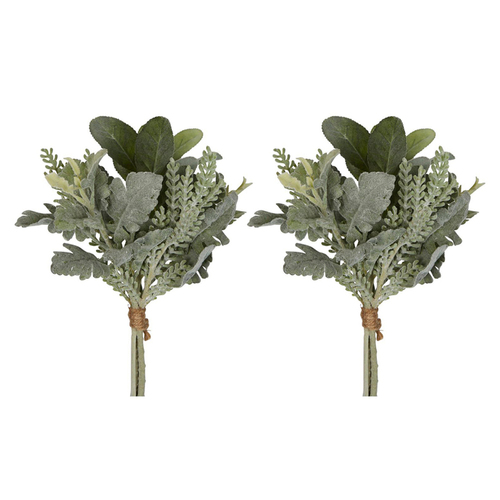 2PK Belle Lambs Ear Plastic Bouquet 38cm Artificial Plant - Green