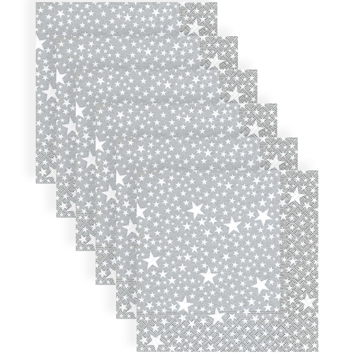 120pc Paper+Design Luncheon 3-Ply Napkin 33x33cm - Starlets Silver