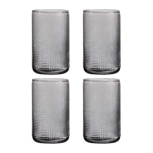 4pc Ladelle Savannah Ribbed Graphite Highball Tumbler 410ml