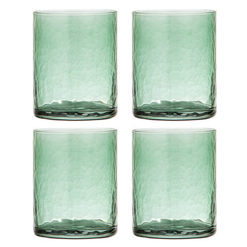 4pc Ladelle Flynn Glass Tumbler Cup Drinkware 10cm - Green