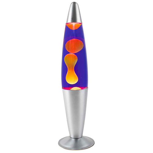 Liquid Lava Lamp Purple/Yellow Wax Silver Base 42cm