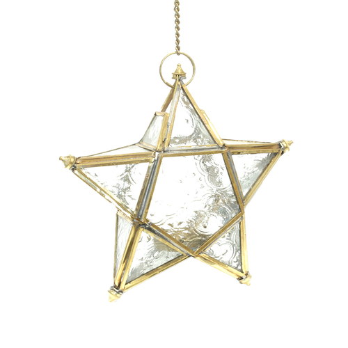 DWBH Star Hanging 5x18cm Lantern Home Decor - Clear Gold