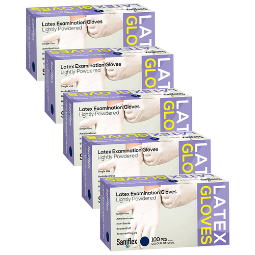 500pc Saniflex Latex Lightly Powdered Gloves- Natural- Size L