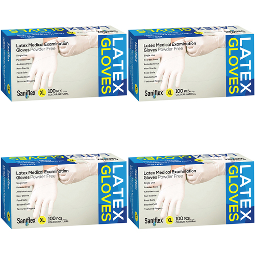 400pc Saniflex Latex Powder Free Gloves Colour Natural- XL