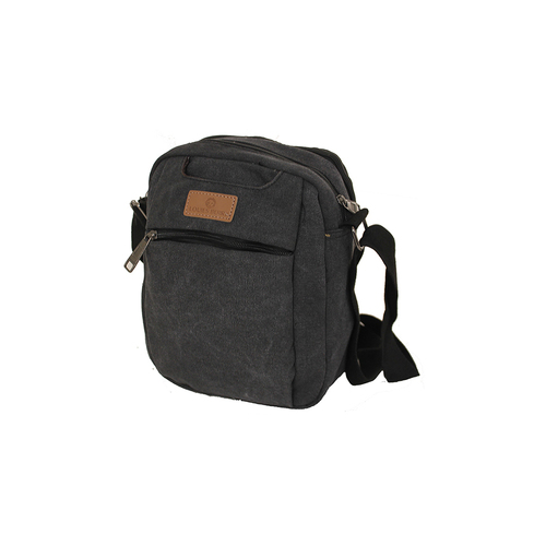 Louis Berry Canvas Mens Shoulder Bag 25x19cm - Black