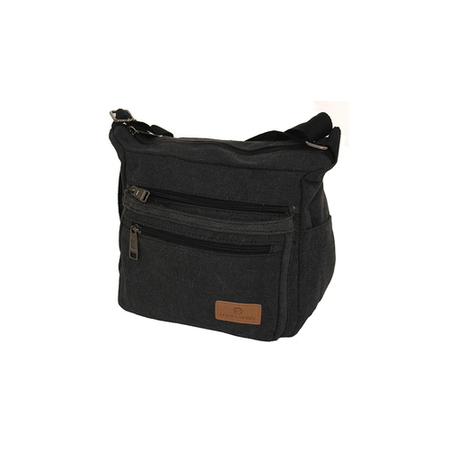 Louis Berry Canvas Mens Shoulder Bag 25x19cm - Black