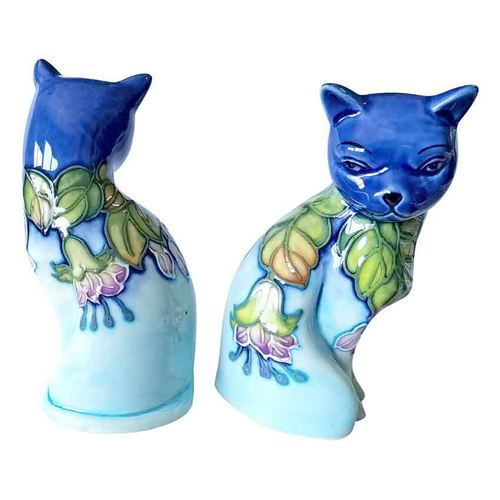 Old Tupton Ware Blue Flowers Cat Home Decor Decorative Statue