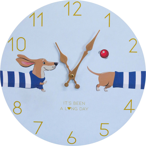 LVD Dachshund Hanging Wall Clock Analogue 34cm Round Decor