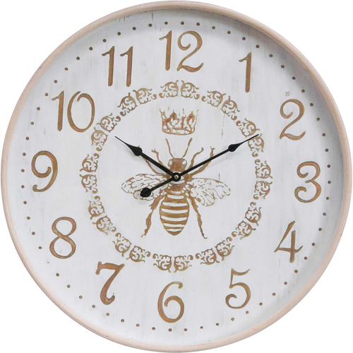 LVD Bee Engravedglass Hanging Wall Clock Analogue 60cm Round Decor