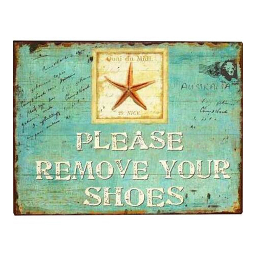 LVD Remove Shoes Metal 25cm Sign Board Home/Room Decor