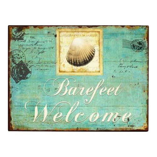 LVD Barefeet Welcome Metal 25cm Sign Board Home/Room Decor