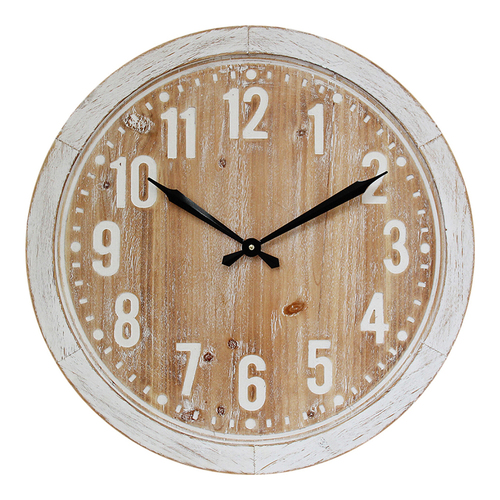 LVD Hamptons MDF 60cm Wall Clock Round Analogue Decor - White