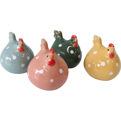 4pc LVD Ceramic Speckled Hens Home Decorative Figurine Assorted