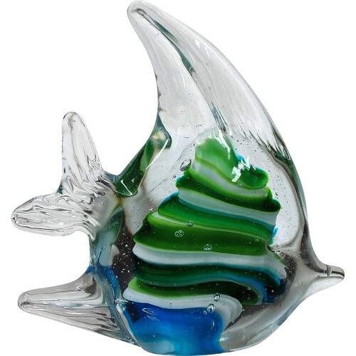 LVD Glass Paperweight Home/Office Decor 12cm - Fish Green Stripe