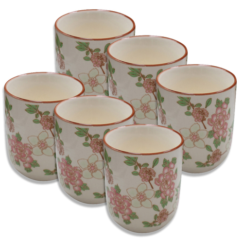 6PK LVD Jappa Ceramic 8cm Coffee/Tea Cup Drinkware - Pink Flowers