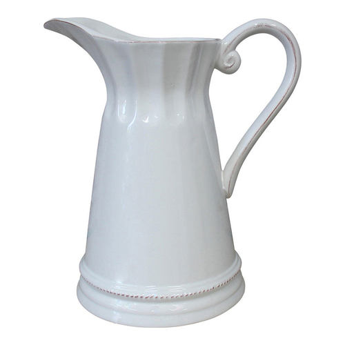 LVD Tall Stripe Ceramic 23.5cm Jug Pitcher Container - White