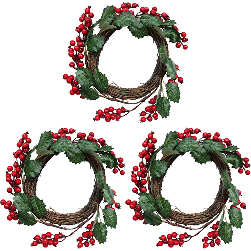 3PK LVD Wreath W Berries Large Decorative Sculpture Home/Lounge Decor