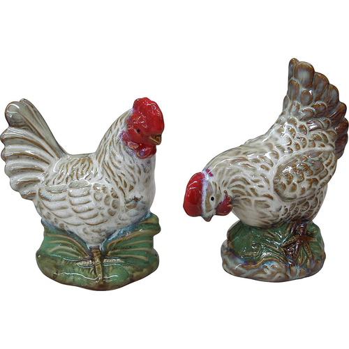 LVD Chicken Rooster 2pc Decorative Sculpture Home/Lounge Decor