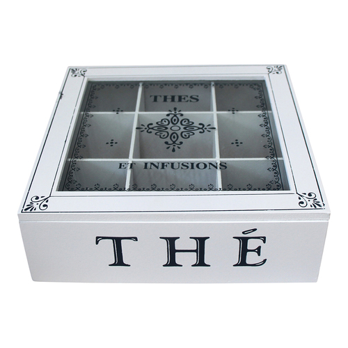 LVD Infusions MDF 24cm Tea Box Home/Kitchen Decorative Organiser Large - White