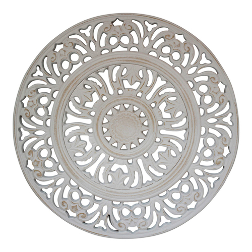 LVD Round MDF/Metal 44cm Boho Wall Hanging Home Decor - White