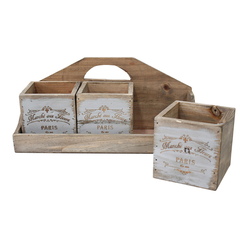 LVD Market MDF 33cm Tray w/ 3pc Boxes Home/Garden Decor Set