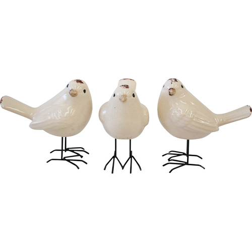 3pc LVD Birds On Legs White Decorative Sculpture Home/Lounge Decor