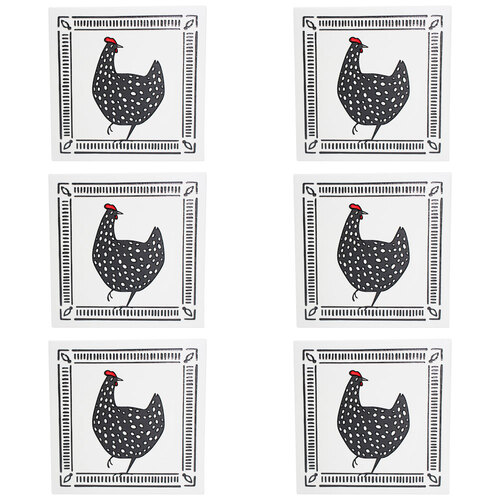 6PK LVD Ceramic/Cork Trivet Cluckers Home/Kitchen Decor 20cm