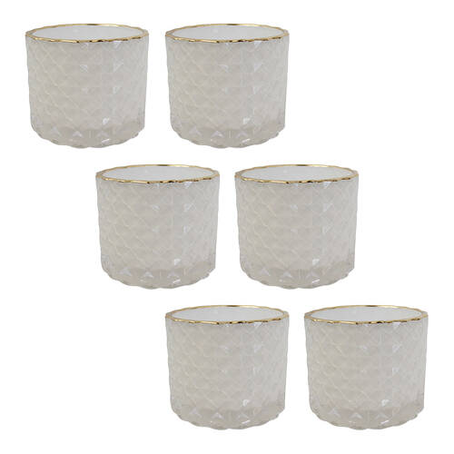 6PK LVD Glass Votive Candle Holder Storage 7cm - Dime White