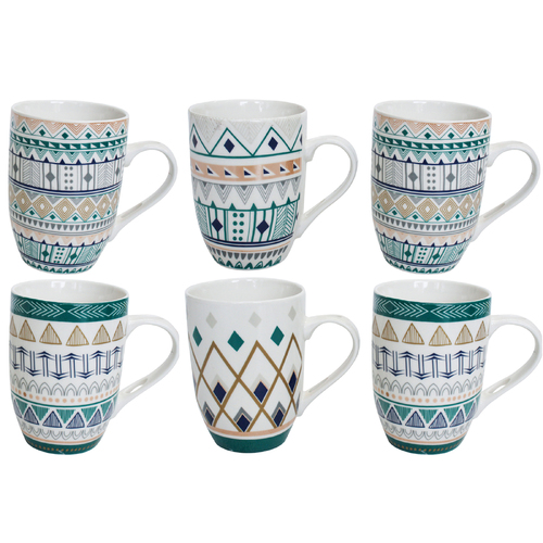 6pc LVD Indie Ceramic 12cm Tea/Coffee Mug w/ Handle Set