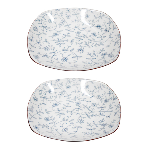 2PK LVD Vine Ceramic 19.5cm Food Serving Plate Square - White