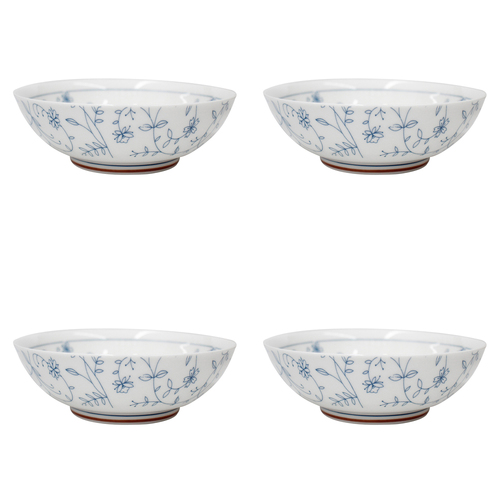 4PK LVD Ceramic 15.5cm Noodle Bowl Vine Round Dinnerware - White