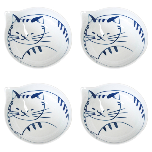 4PK LVD Ceramic 15cm Simba Cat Bowl Round Dinnerware Medium - White