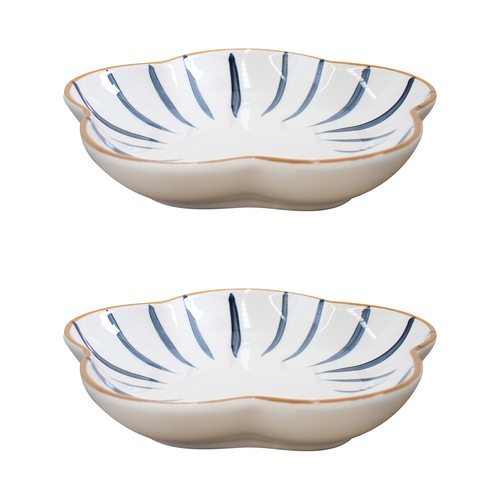 2PK LVD Ceramic 20cm Flower Bowl Dash Serving Dinnerware - White