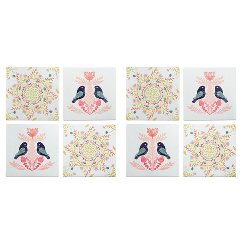 2x 4pc LVD Ceramic Coasters Mandala Dream Home/Kitchen Decor 9.5cm Square