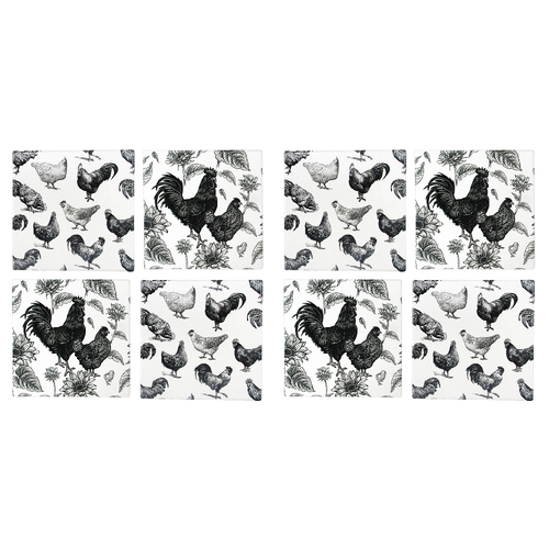 2x 4pc LVD Ceramic Coasters Roosters Home/Kitchen Decor 9.5cm Square