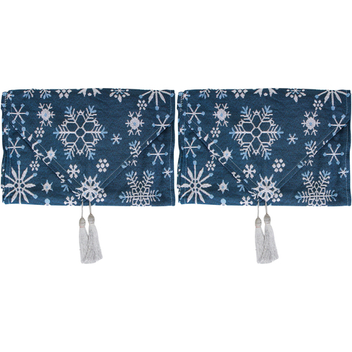 2PK LVD 33x180cm Polyester Merry Snowflake Table Runner Home Decor