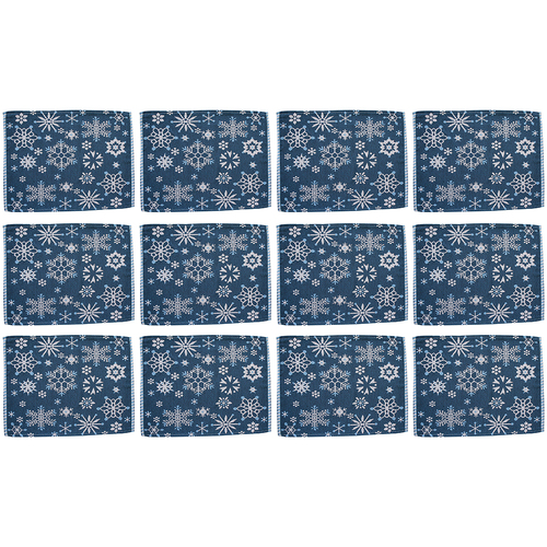 12PK LVD Placemat Navy Snowflake Decorative Tableware/Serveware