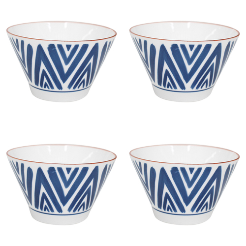 4PK LVD Ceramic 13cm Rice Bowl Moroc Round Dinnerware - White/Blue