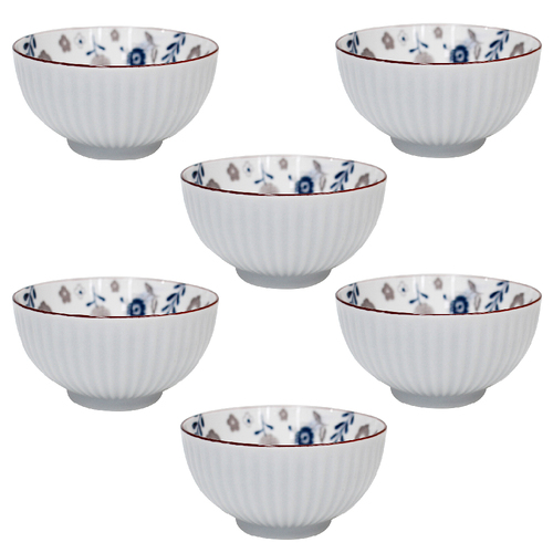 6PK LVD Ceramic 11.5cm Rice Bowl Midnight Round Dinnerware - White/Blue