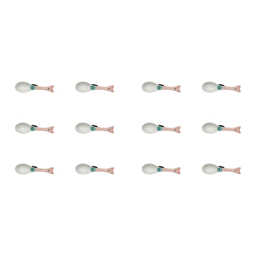 12PK LVD Ceramic Fish Spoon Lily Kitchen Utensils 13.5x4cm