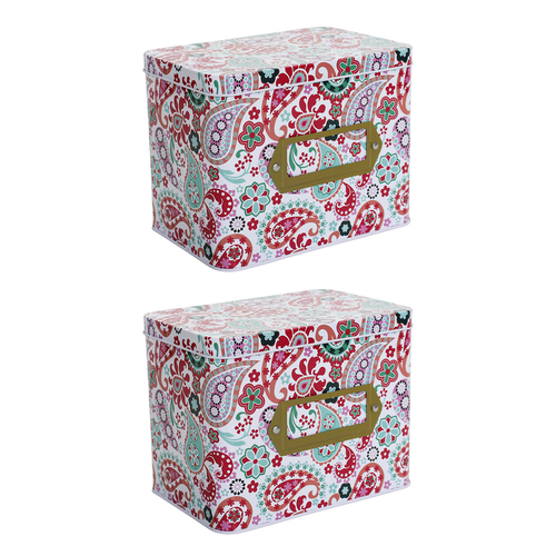 2PK LVD Retro Paisley 16cm Metal Tin Home/Kitchen Decorative Canister