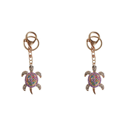 2PK LVD Metal 5cm Turtle Rainbow Keyring Hanging Bag/Key Accessory