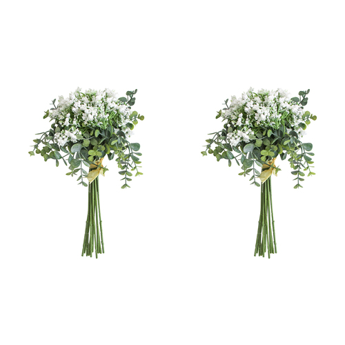 2PK LVD 30cm Plastic Faux Eucalypt Floral Bunch Home/Room Plant Decor