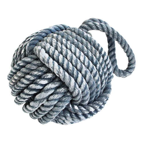 LVD Rope Ball Painted Blue 17cm Cotton Concrete Doorstop Weighted Stopper