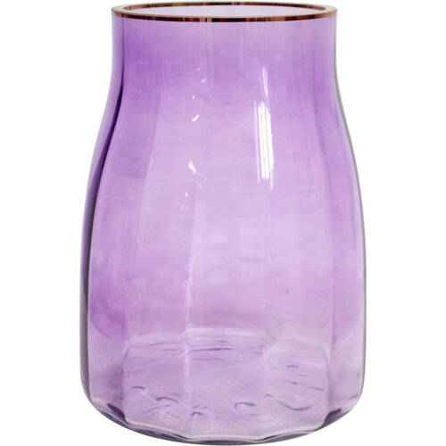 LVD Glass Vase Taper Large Grape Home Decor 12x21cm - Purple